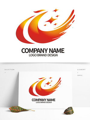 大氣紅黃鳳凰C字母公司標志LOGO設計詳解與免費資源推薦